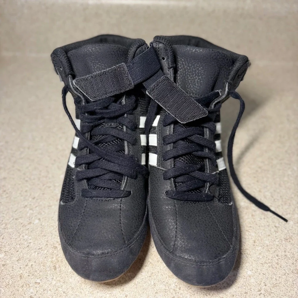 Adidas HVC 2 Wrestling Shoes Black White Gum AQ3327 Kids Youth Size 5